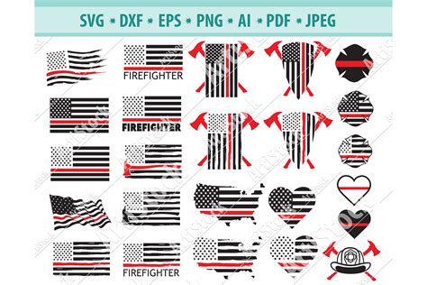 Download Free Firefighter Thin Red Line SVG, PNG, DXF Digital Files Include DXF Files
