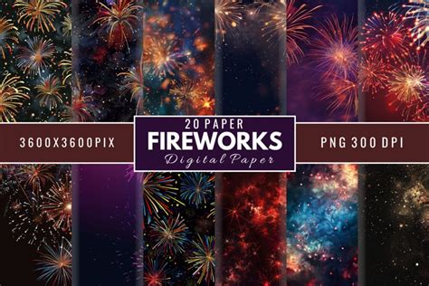 Download Free Fireworks Digital Paper Cameo