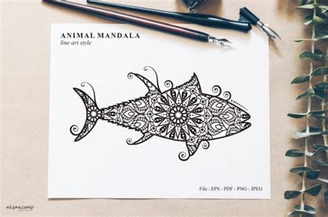 Download Free Fish Mandala Vector Line Art Bundle For Crafts