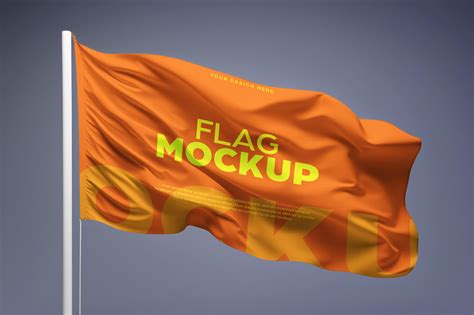 Download Free Flag Mockup - Front View PSD Generator