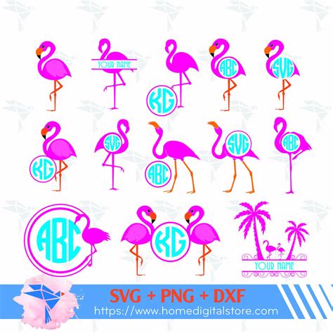 Download Free Flamingo Monogram Clipart Commercial Use DXF Files