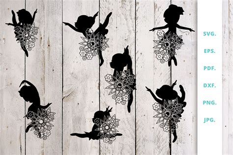 Download Free Floral Ballerina Silhouette Cut File Bundle Files DXF Files