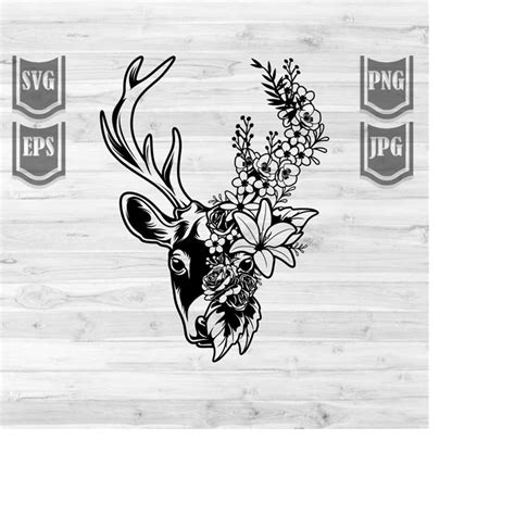 Download Free Floral Deer Svg File Commercial Use DXF Files