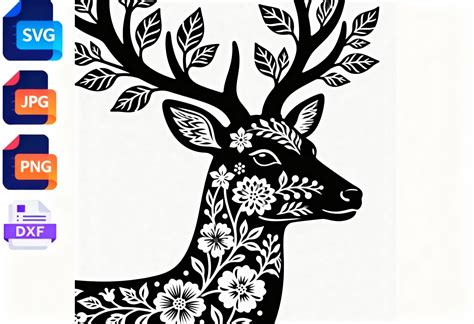Download Free Floral Deer Svg File Commercial Use For Crafts