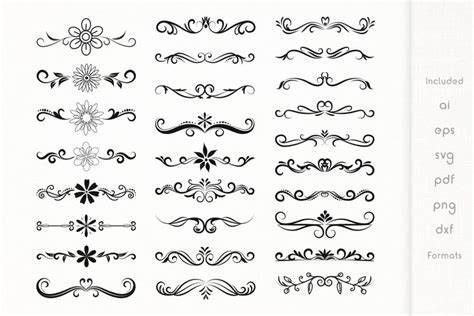 Download Free Floral Dividers Vector Pack Commercial Use DXF Files