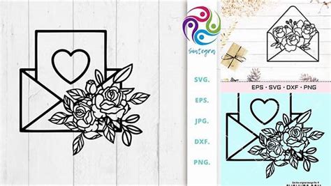 Download Free Floral Envelope Valentine SVG Printable