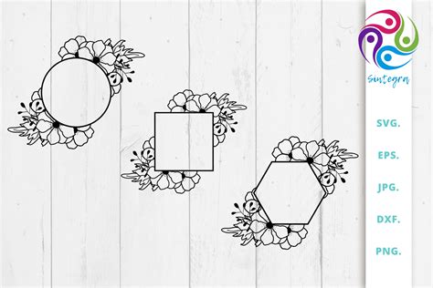 Download Free Floral Monogram Frame Bundle Svg File Files Free PSD Mockups