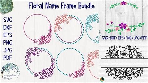 Download Free Floral Name Frame SVG/DXF/EPS/PNG/JPG/PDF Files For Crafts