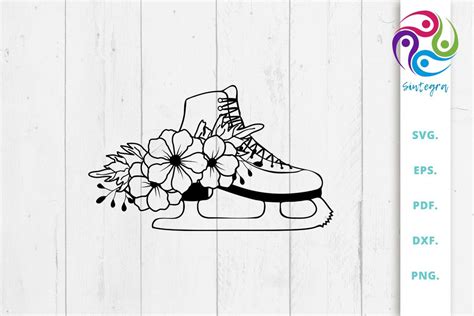Download Free Floral Skating Boot Svg File DXF Files