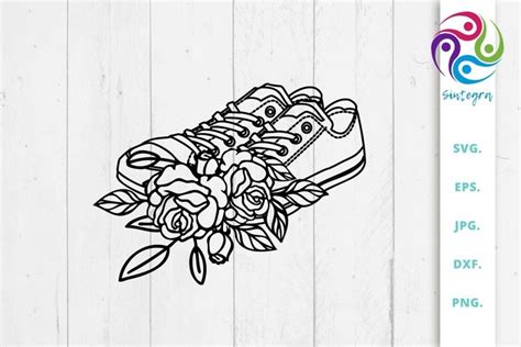 Download Free Floral Sneakers Svg File Commercial Use DXF Files