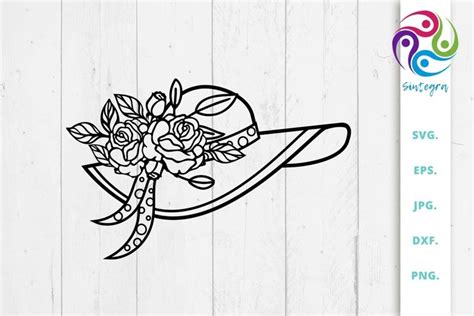 Download Free Floral Summer Hat SVG File Printable