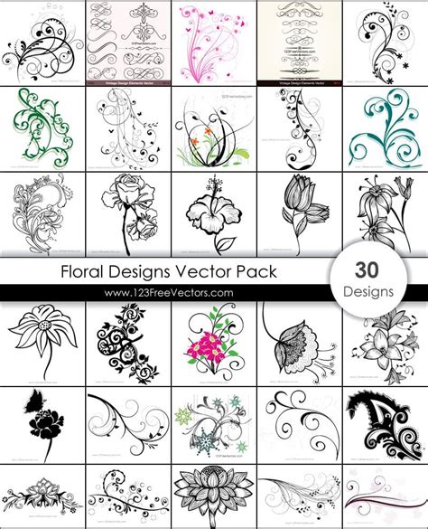 Download Free Floral Vector Pack Files For Crafts