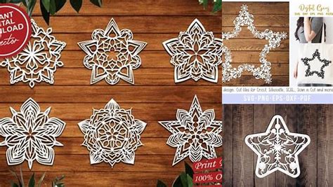 Download Free Floral star papercut design Files DXF Files