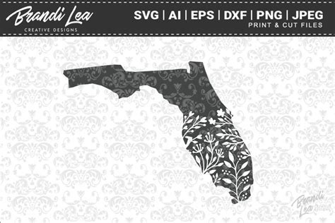 Download Free Florida Floral State Map SVG Cutting Files Printable