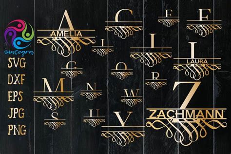 Download Free Flourish Split Monogram Svg Dxf Bundle Files For Crafts