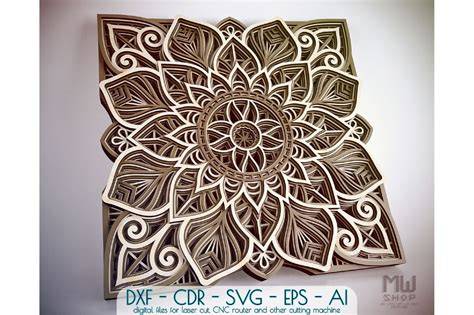 Download Free Flower 3D Layered Mandala SVG DXF Files