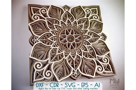 Download Free Flower 3D Layered Mandala SVG Files DXF Files