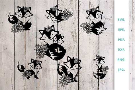 Download Free Flower Fox - SVG File, DXF File Commercial Use Free PSD Mockups