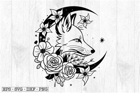 Download Free Flower Fox - SVG File, DXF File Silhouette Free PSD Mockups