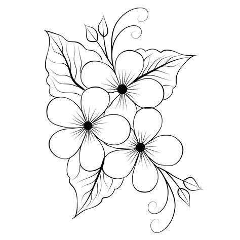 Download Free Flower line art Printable
