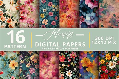 Download Free Flowers Digital Paper Commercial Use Free PSD Mockups