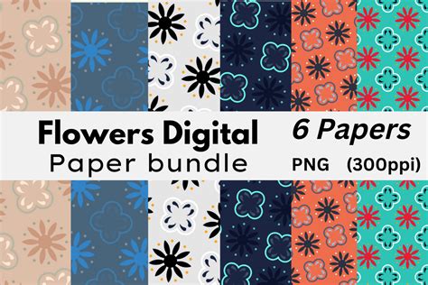 Download Free Flowers Digital Paper Creativefabrica DXF Files