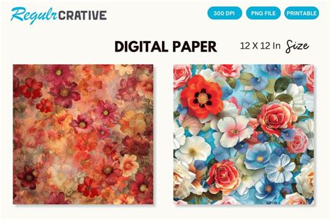 Download Free Flowers Digital Paper Easy Edite