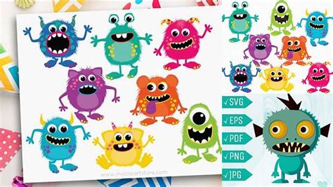 Download Free Fluffy Monsters Vector Clipart For Crafts