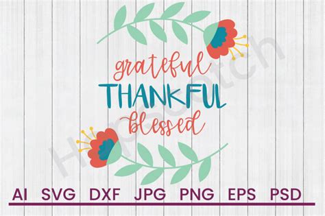 Download Free Folk Flower Frame Grateful Thankful Blessed - SVG File, DXF File Printable