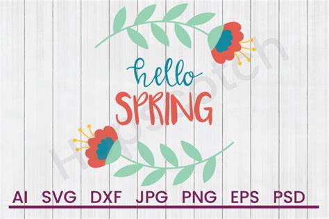 Download Free Folk Flower Frame Hello Spring - SVG File,DXF File Files