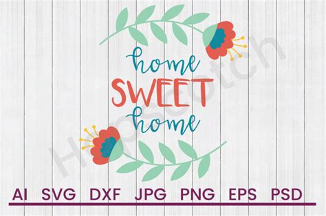 Download Free Folk Flower Frame Sweet Home - SVG File, DXF File Files Free PSD Mockups