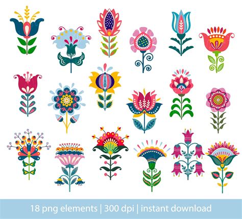 Download Free Folk Flower Pattern Commercial Use For Crafts