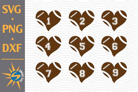 Download Free Football Heart Numbers SVG, PNG, DXF Digital Files Include DXF Files
