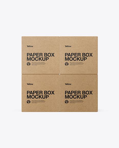 Download Free Four Kraft Boxes Mockup - Side View PSD Generator