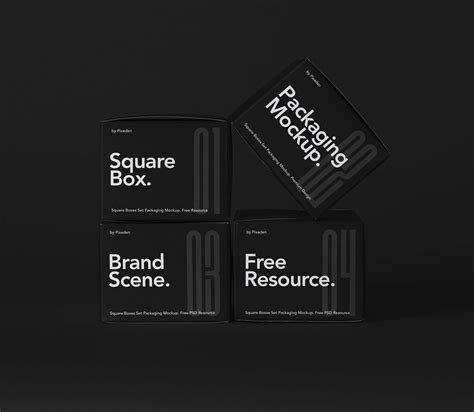 Download Free Four Paper Boxes Mockup - Side View PSD Generator