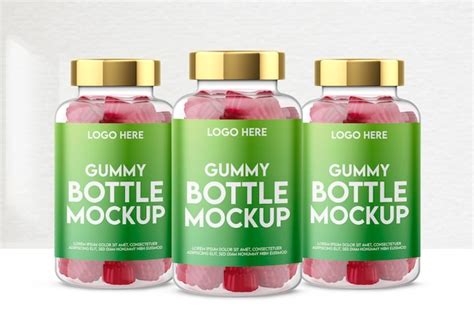 Download Free Frosted Bottle with Gummies Mockup PSD Object Mockups PSD Files