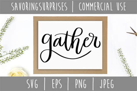 Download Free Gather - Hand Lettered Commercial Use For Crafts