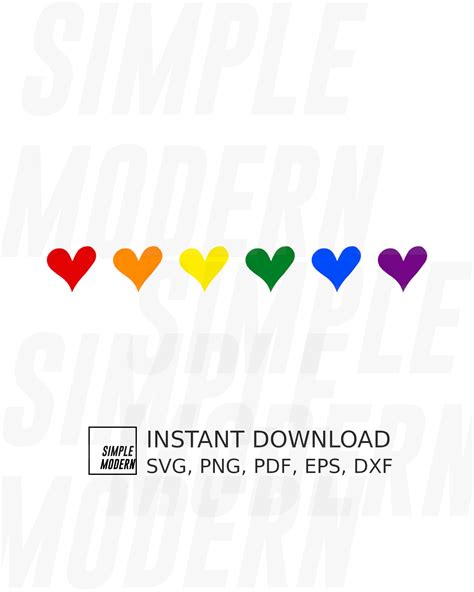 Download Free Gay Pride Hearts - SVG File, DXF File Cameo