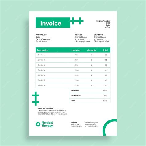Free Geometric Calypso Physical Therapy Invoice template