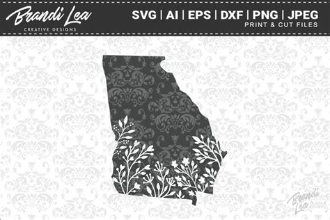 Download Free Georgia Floral State Map SVG Cutting Files Cut Files