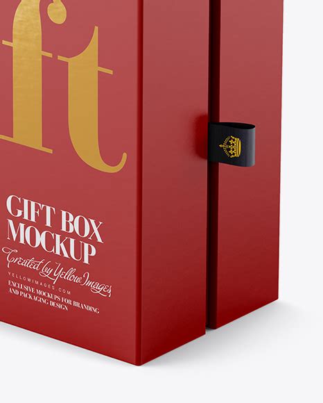 Download Free Gift Box Mockup - Half Side View (High-Angle Shot) PSD Generator