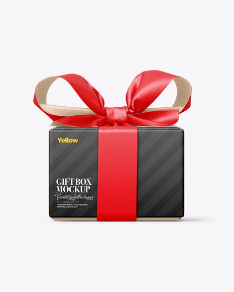 Download Free Gift Box With Matte Bow Mockup - Front View PSD Generator