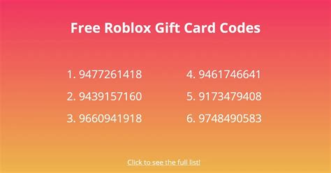 Free Gift Cards Codes Roblox