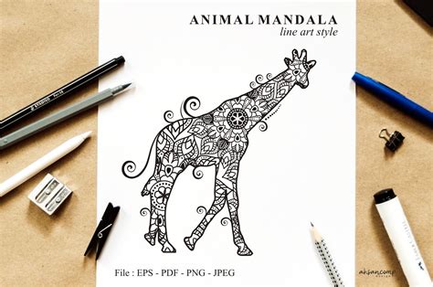 Download Free Giraffe Mandala Vector Line Art Style DXF Files