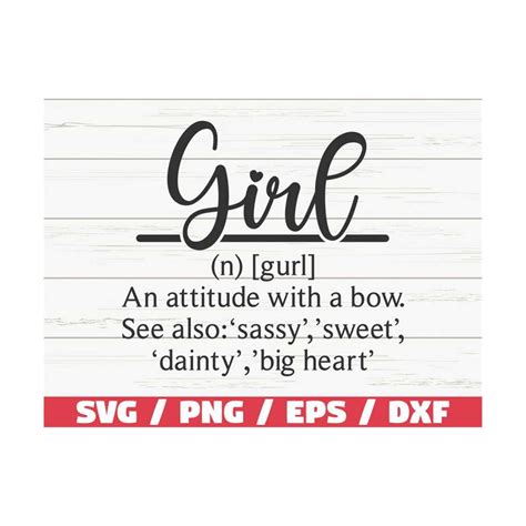 Download Free Girl Word Dictionary Definition SVG Cut File Commercial Use