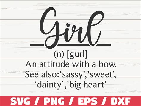 Download Free Girl Word Dictionary Definition SVG Cut File Easy Edite