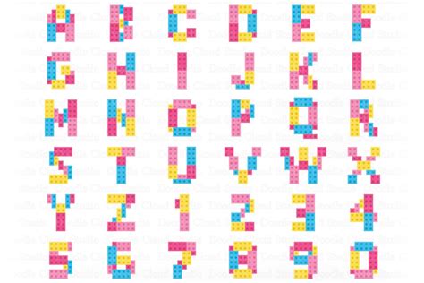 Download Free Girly Building Blocks Alphabet and Numbers SVG. Printable