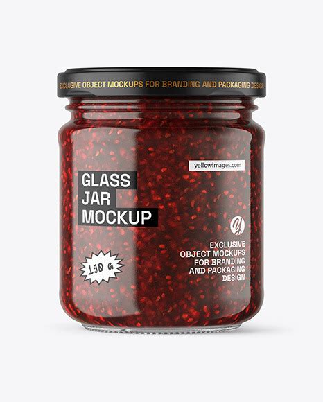 Download Free Glass Jar With Raspberry Jam Mockup PSD TIFF Files PSD Files