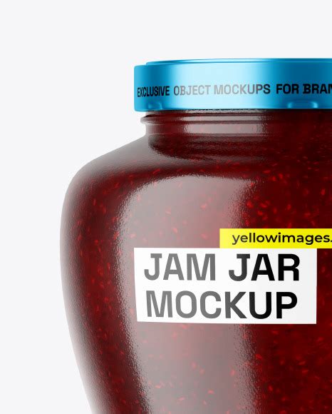 Download Free Glass Jar with Raspberry Jam Mockup PSD Generator