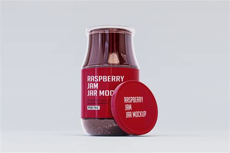 Download Free Glass Jar with Raspberry Mockup PSD Generator